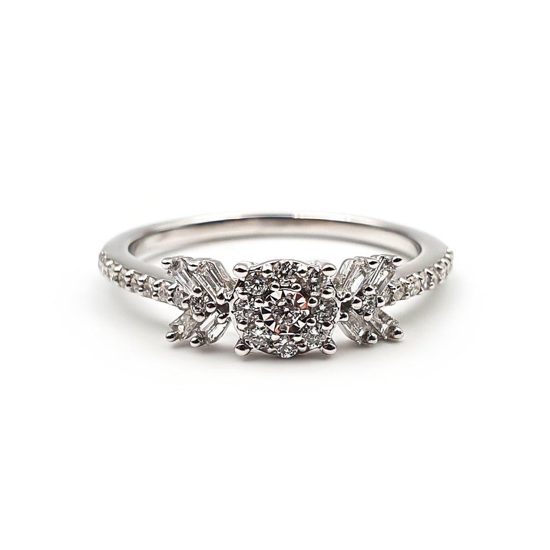 9ct White Gold Ladies Diamond Cluster Engagement Ring The_Diamond_box_South_Africa