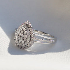 9ct White Gold Ladies Diamond Cluster Engagement Ring