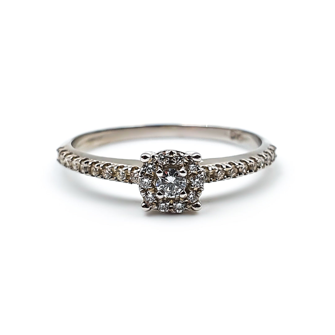 9ct White Gold Ladies Diamond Halo Engagement Ring The_Diamond_box_South_Africa