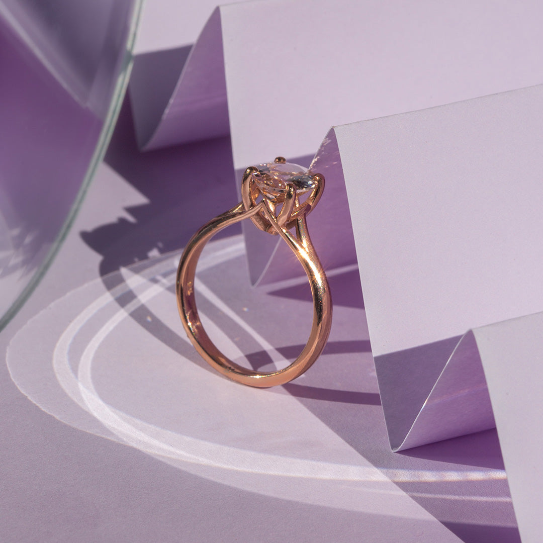 9ct Rose Gold Ladies Oval Morganite Solitaire Engagement Ring The_Diamond_box_South_Africa