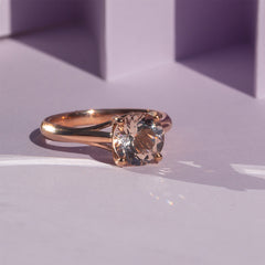 9ct Rose Gold Ladies Round Morganite Solitaire Engagement Ring