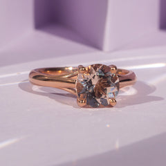 9ct Rose Gold Ladies Round Morganite Solitaire Engagement Ring