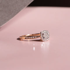 9ct Rose Gold Ladies Diamond Cluster Engagement Ring