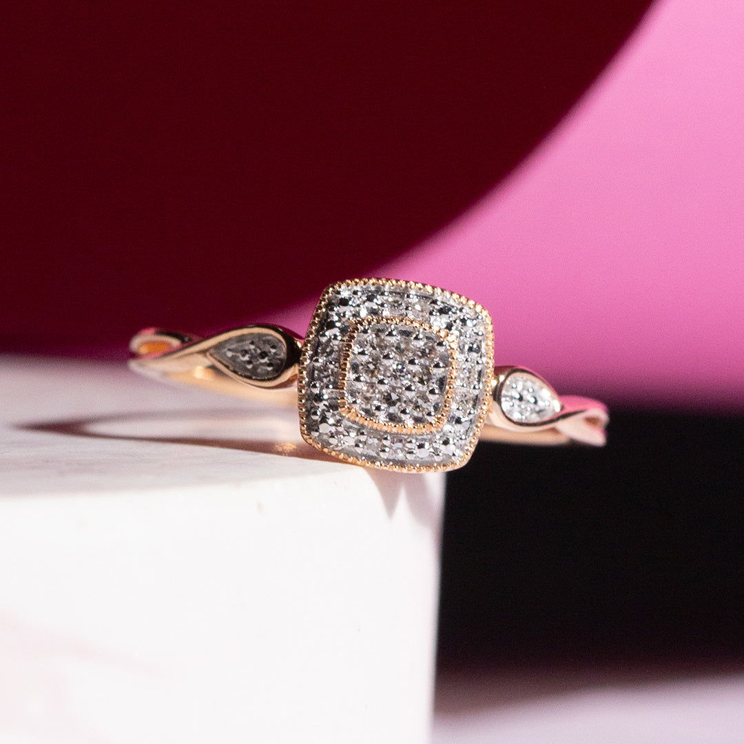 9ct Rose Gold Ladies Diamond Cluster Engagement Ring The_Diamond_box_South_Africa