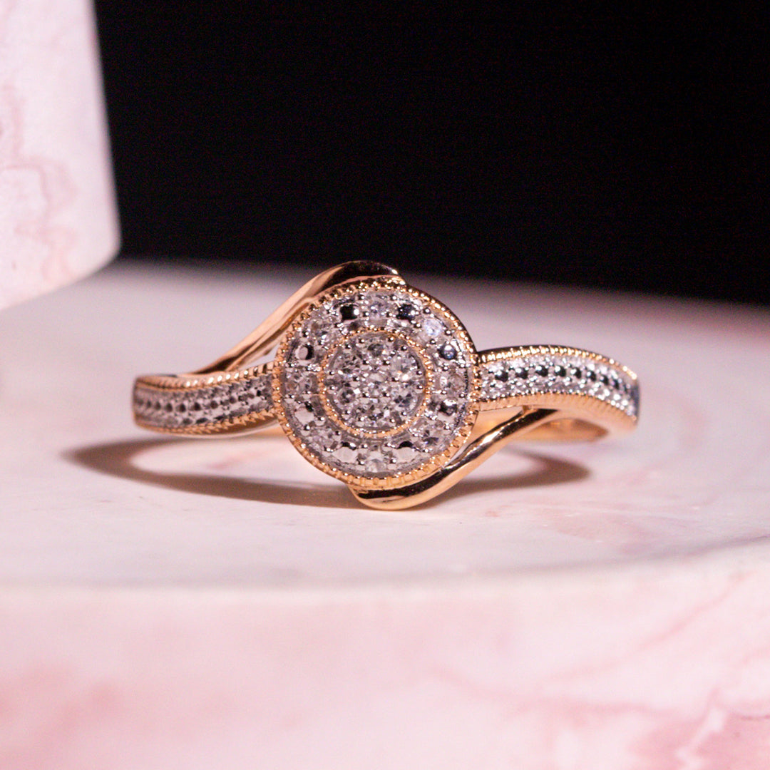 9ct Rose Gold Ladies Diamond Cluster Engagement Ring