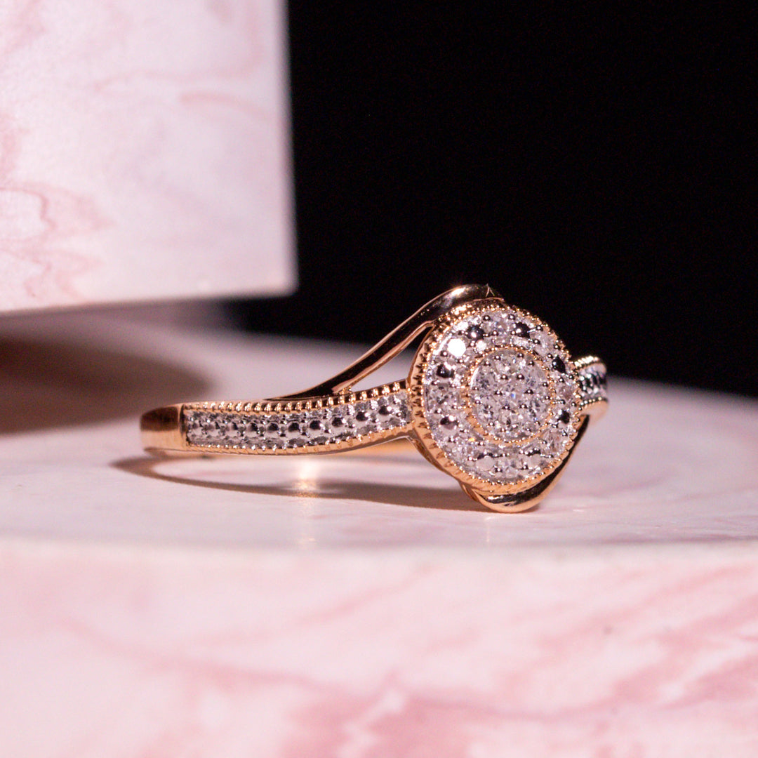 9ct Rose Gold Ladies Diamond Cluster Engagement Ring