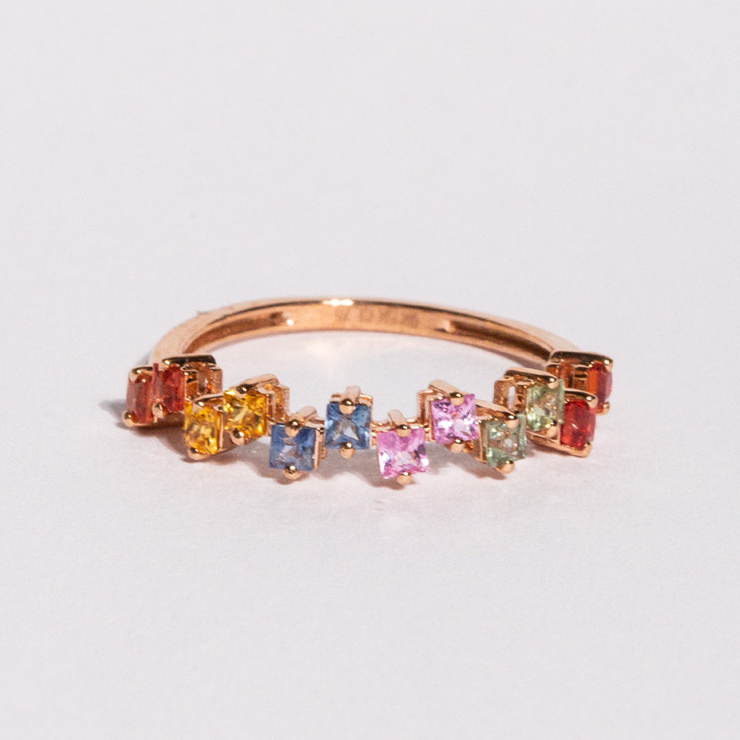 9ct Rose Gold Ladies princess cut Semi-Precious Band The_Diamond_box_South_Africa