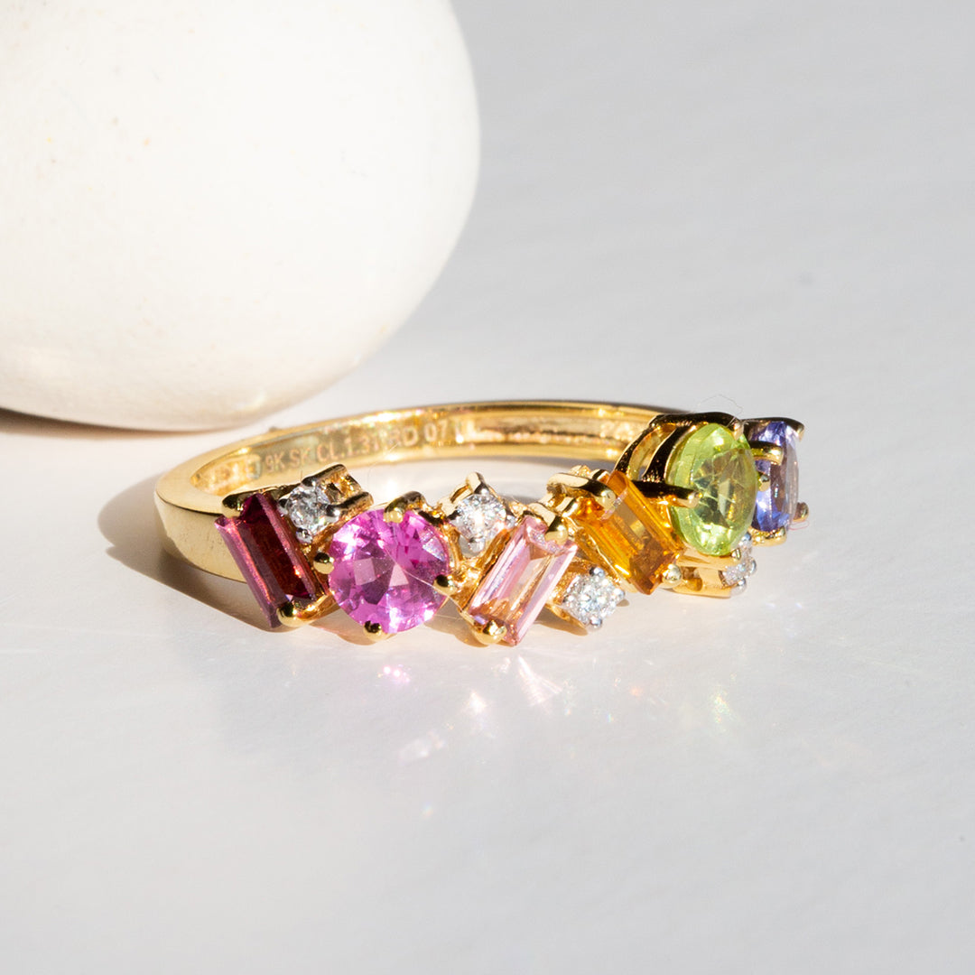 9ct Yellow Gold Ladies Semi-Precious and Diamond Band The_Diamond_box_South_Africa