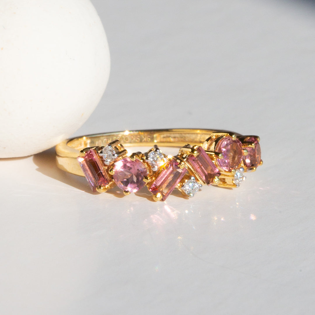 9ct Yellow Gold Ladies Semi-Precious and Diamond Band The_Diamond_box_South_Africa