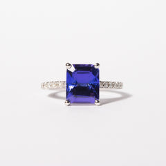 14ct White Gold Ladies 3ct Tanzanite and diamond  Ring The_Diamond_box_South_Africa