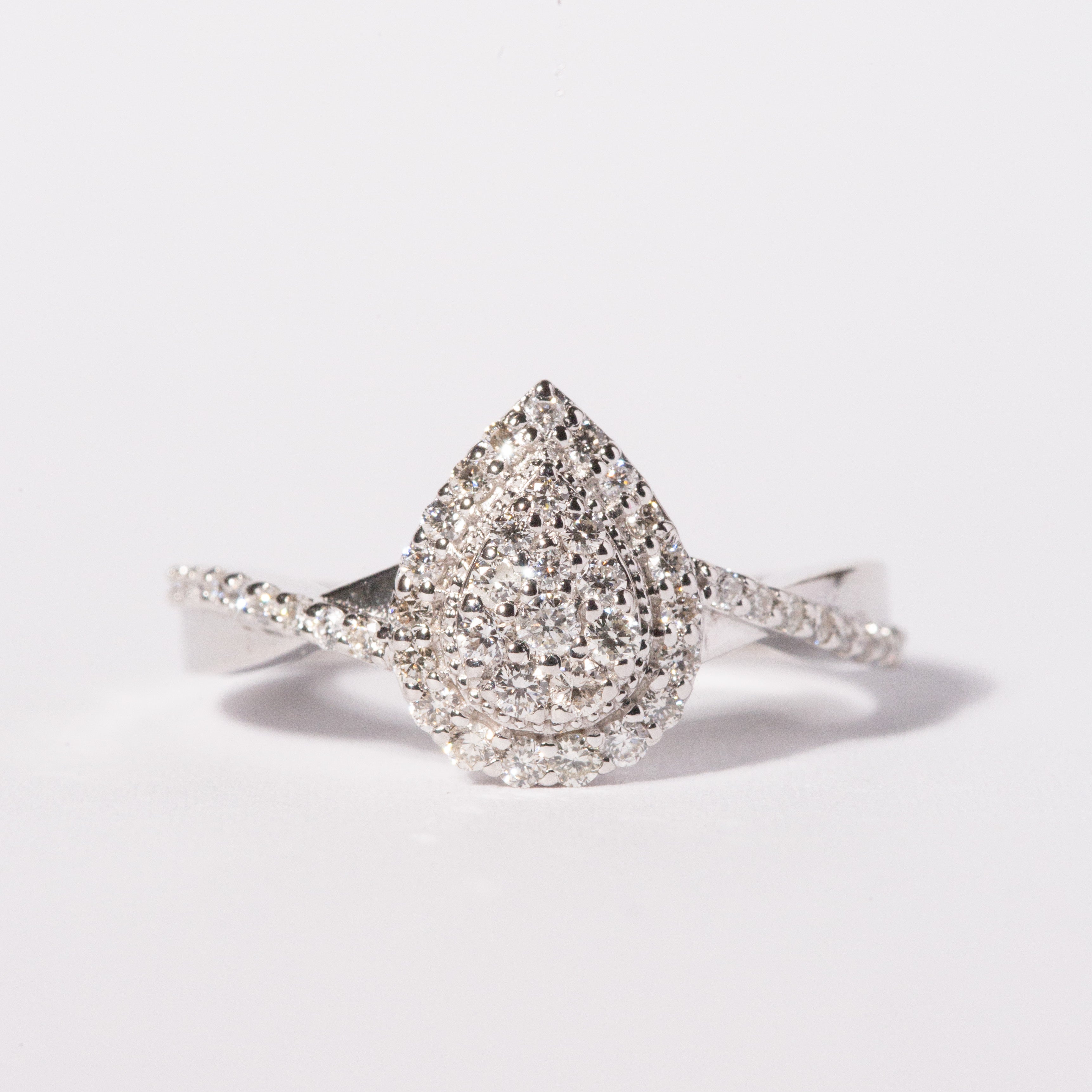 9ct White Gold Ladies Diamond Cluster Engagement Ring - 1102757