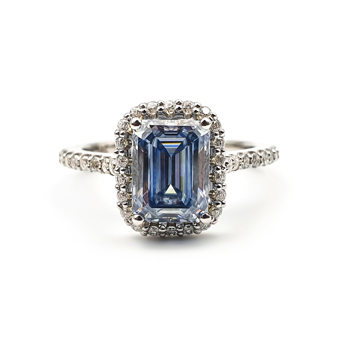 9ct White Gold Ladies 1.50ct Blue Moissanite Halo Engagement Ring The_Diamond_box_South_Africa