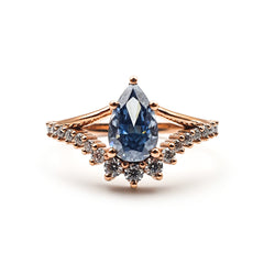 9ct Rose Gold Ladies 1.20ct Blue Moissanite Pear shape Engagement Ring The_Diamond_box_South_Africa