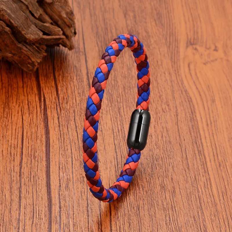 Twisted Vibrant Colourful Mens Bracelet With Magnetic Clip