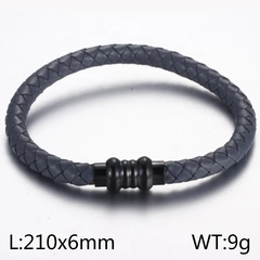 Leather Rope Mens Bracelet In Grey