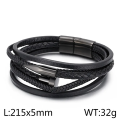 Mens Monochrome 5 Layer Leather Bracelet