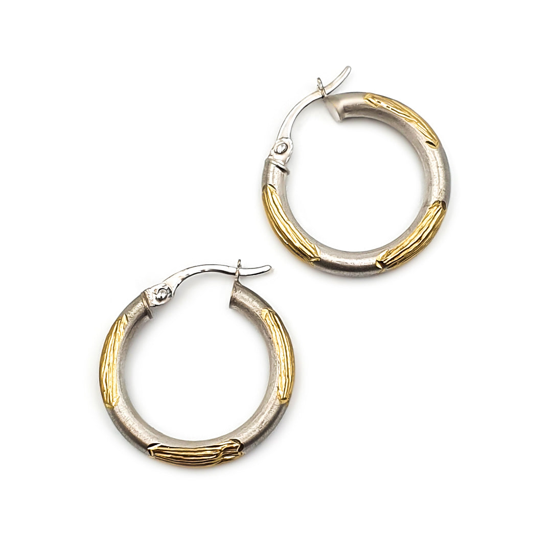 9ct Two-Toned Gold Ladies Hoop Earrings