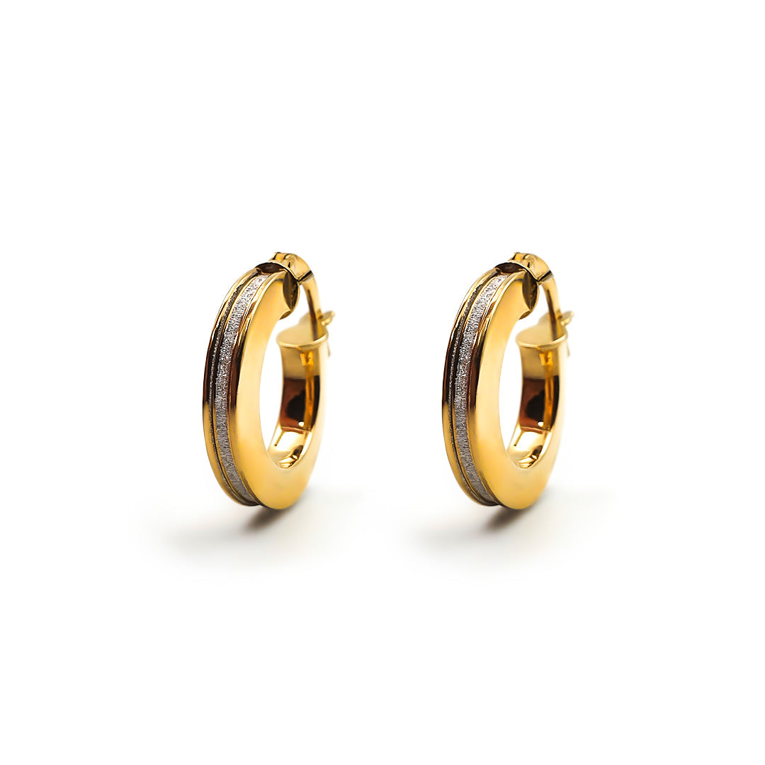 9ct Two-Toned Gold Ladies Hoop Earrings