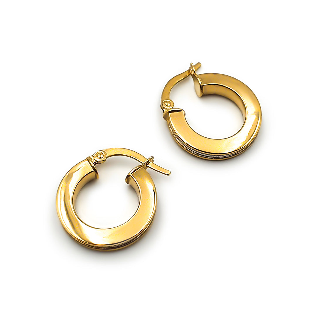 9ct Two-Toned Gold Ladies Hoop Earrings