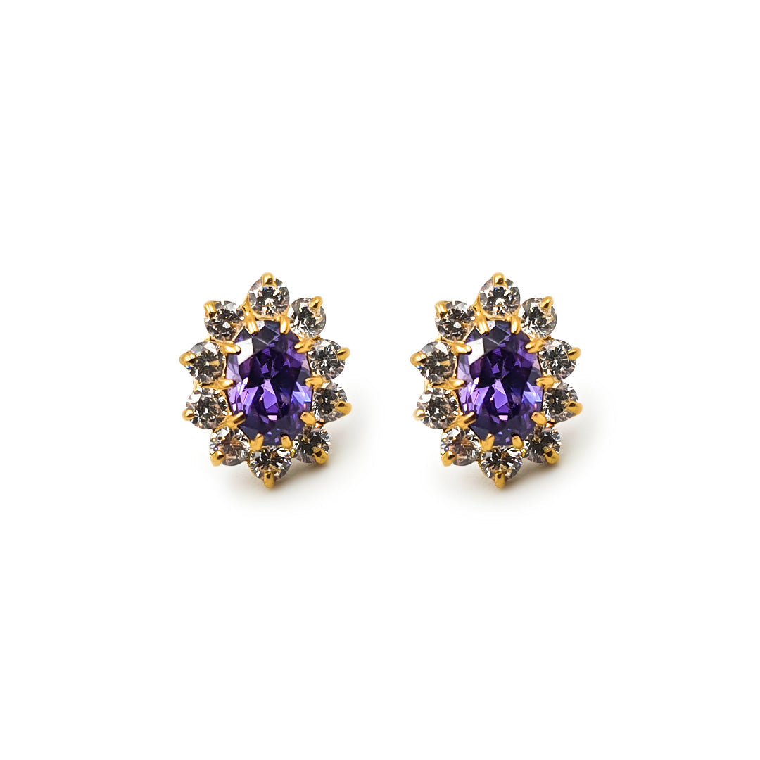 9ct Yellow Gold Ladies Created Amethyst Stud Earrings The_Diamond_box_South_Africa