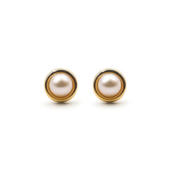 9ct Yellow Gold Ladies Pearl Stud Earrings