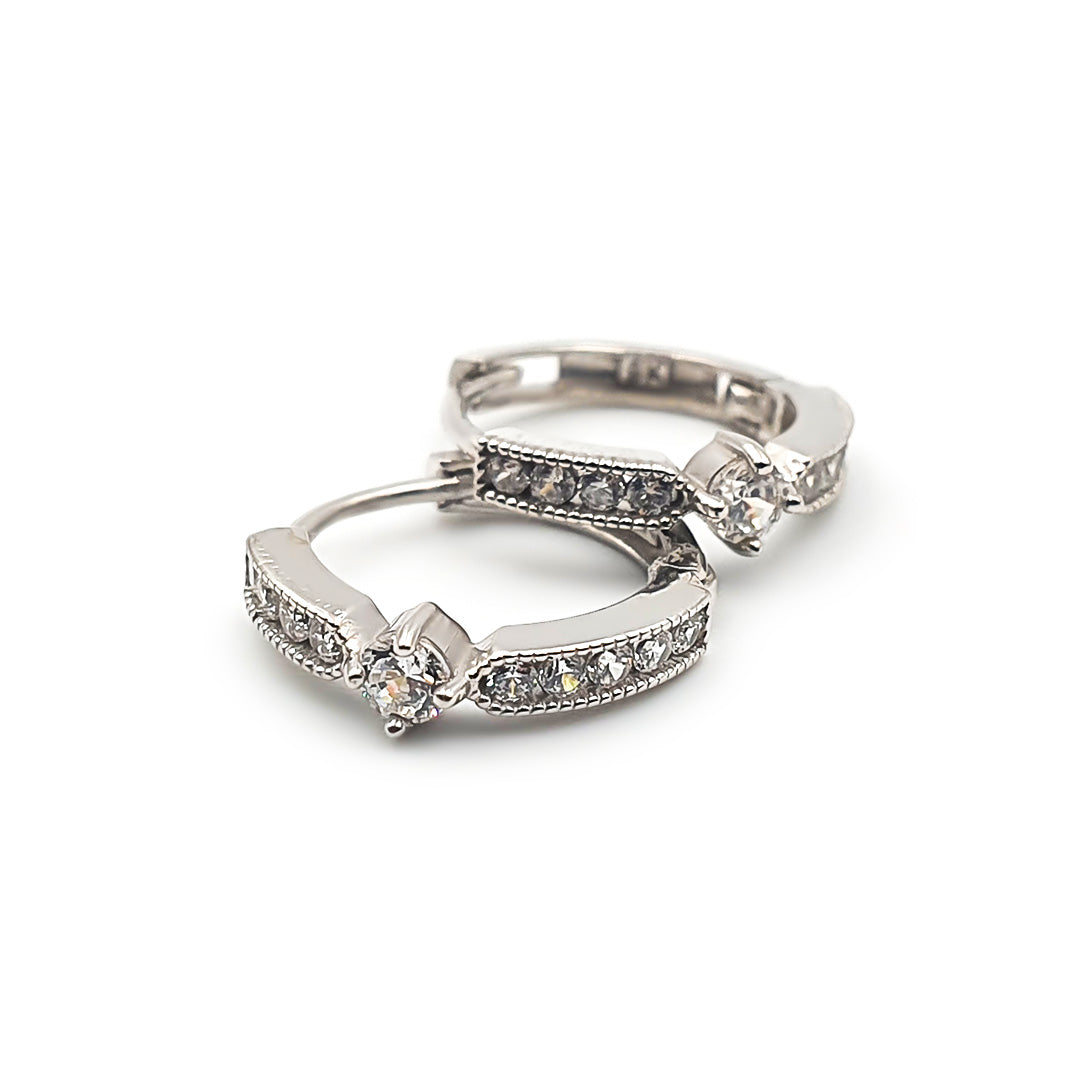 9ct White Gold Ladies Hoop Earrings