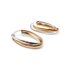 9ct Two-Toned Gold Ladies Hoop Earrings