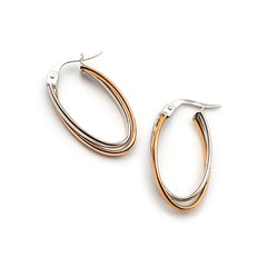 9ct Two-Toned Gold Ladies Hoop Earrings