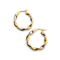 9ct Two-Toned Gold Ladies Hoop Earrings