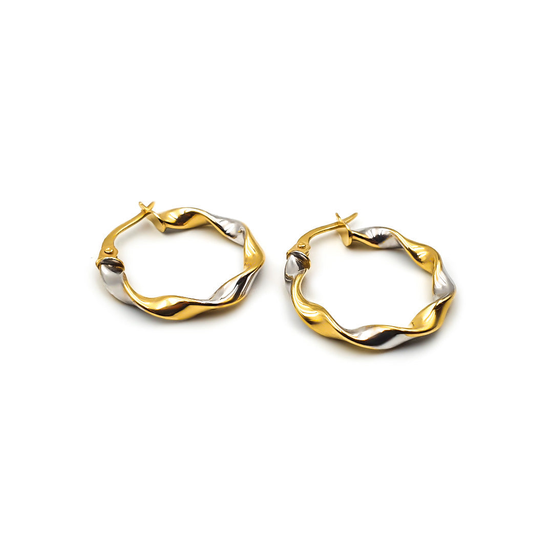 9ct Two-Toned Gold Ladies Hoop Earrings