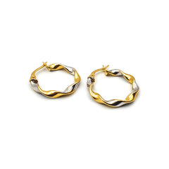 9ct Two-Toned Gold Ladies Hoop Earrings