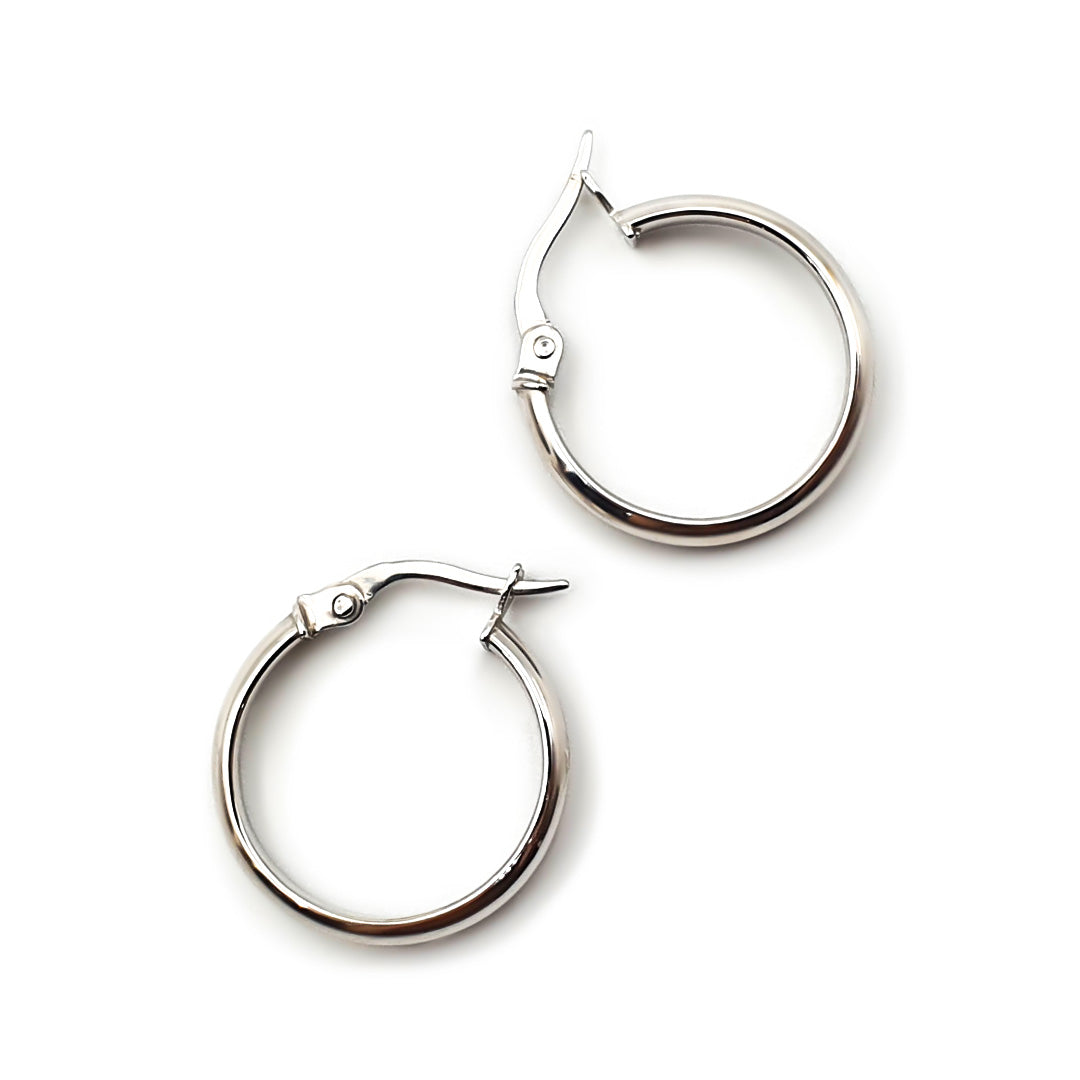 9ct White Gold Ladies Hoop Earrings - 18mm The_Diamond_box_South_Africa