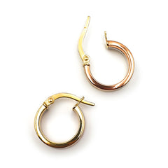 9ct Three-Toned Gold Ladies Hoop Earrings