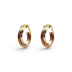 9ct Three-Toned Gold Ladies Hoop Earrings