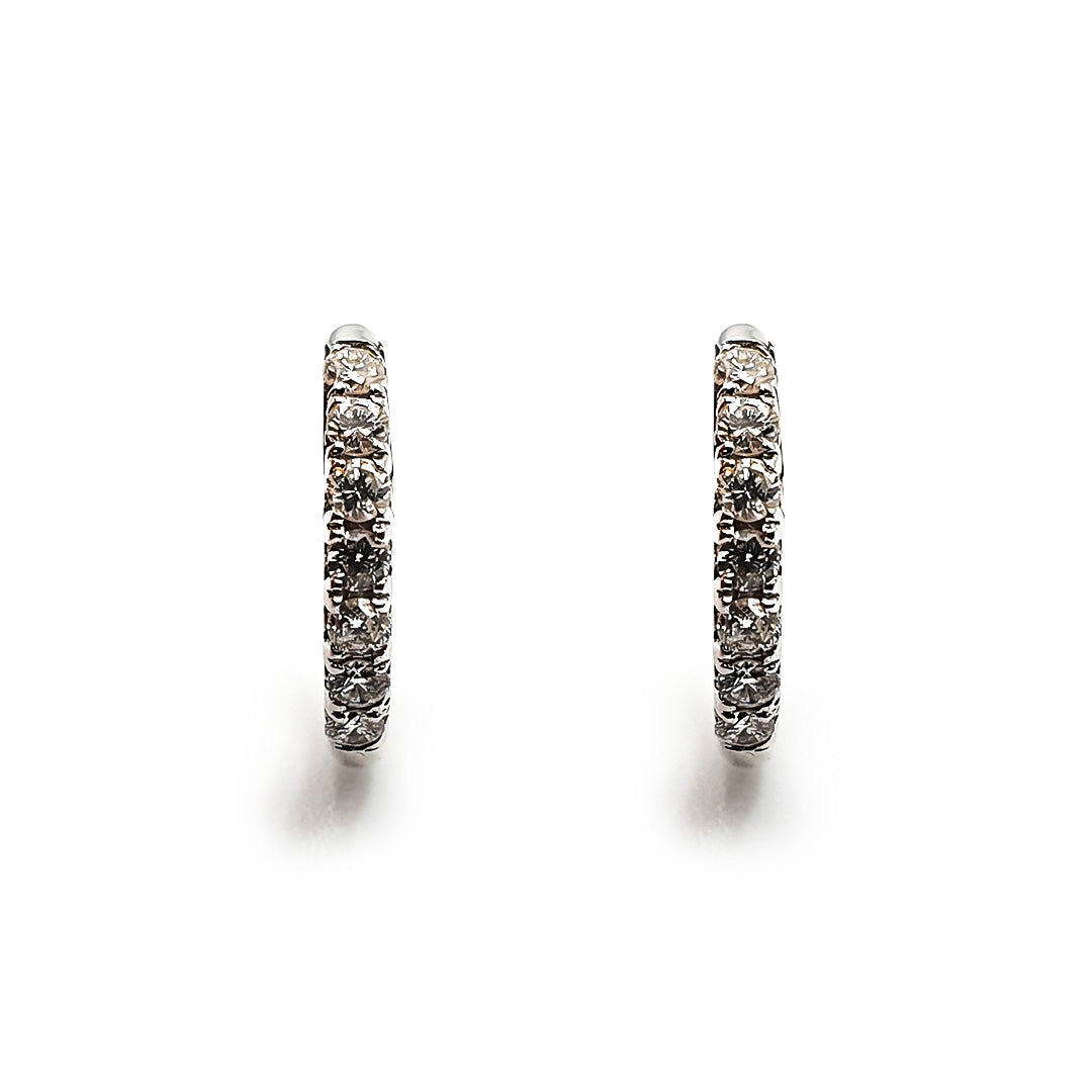 9ct White Gold Ladies Diamond Hoop Earrings