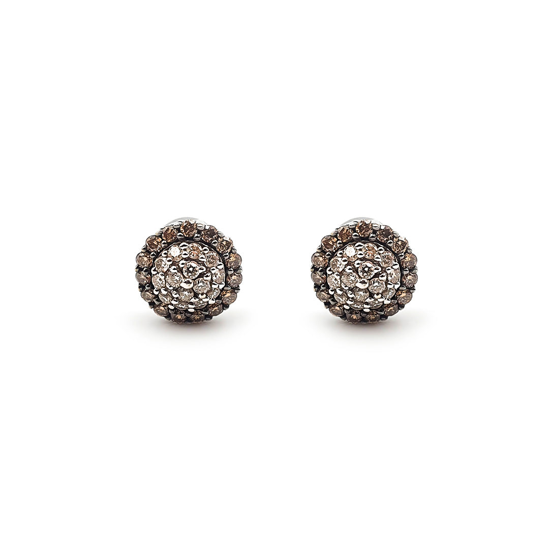 9ct White Gold Ladies Cognac Diamond Stud Earrings