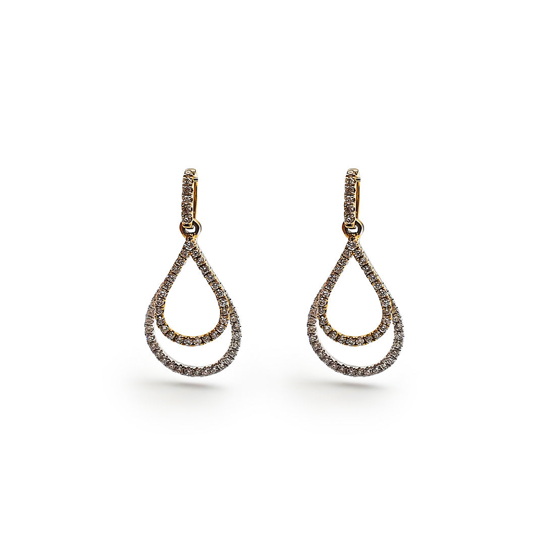 9ct Two-Toned Ladies Diamond Drop Earrings The_Diamond_box_South_Africa