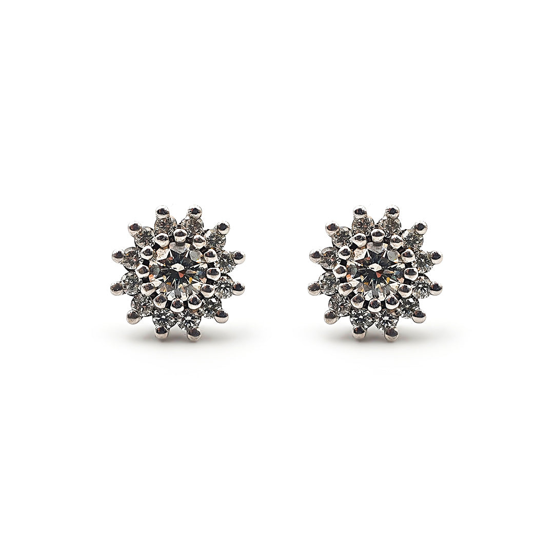 9ct White Gold Ladies Diamond Stud Earrings