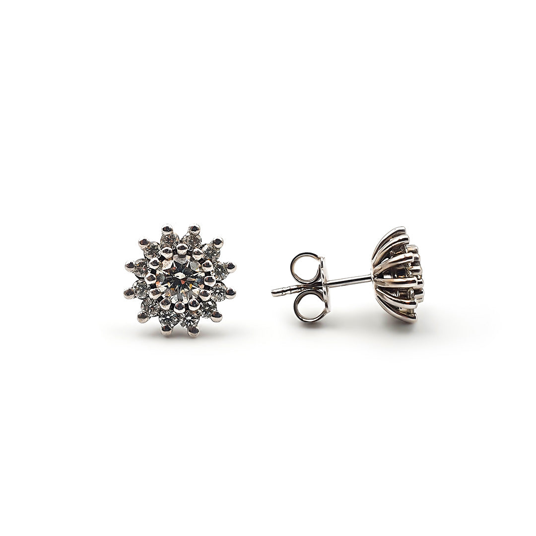 9ct White Gold Ladies Diamond Stud Earrings