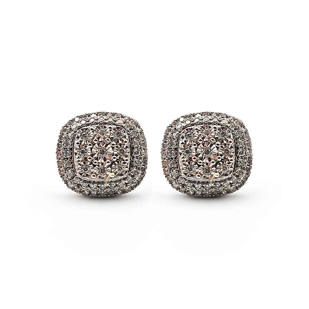9ct White Gold Ladies Diamond Stud Earrings