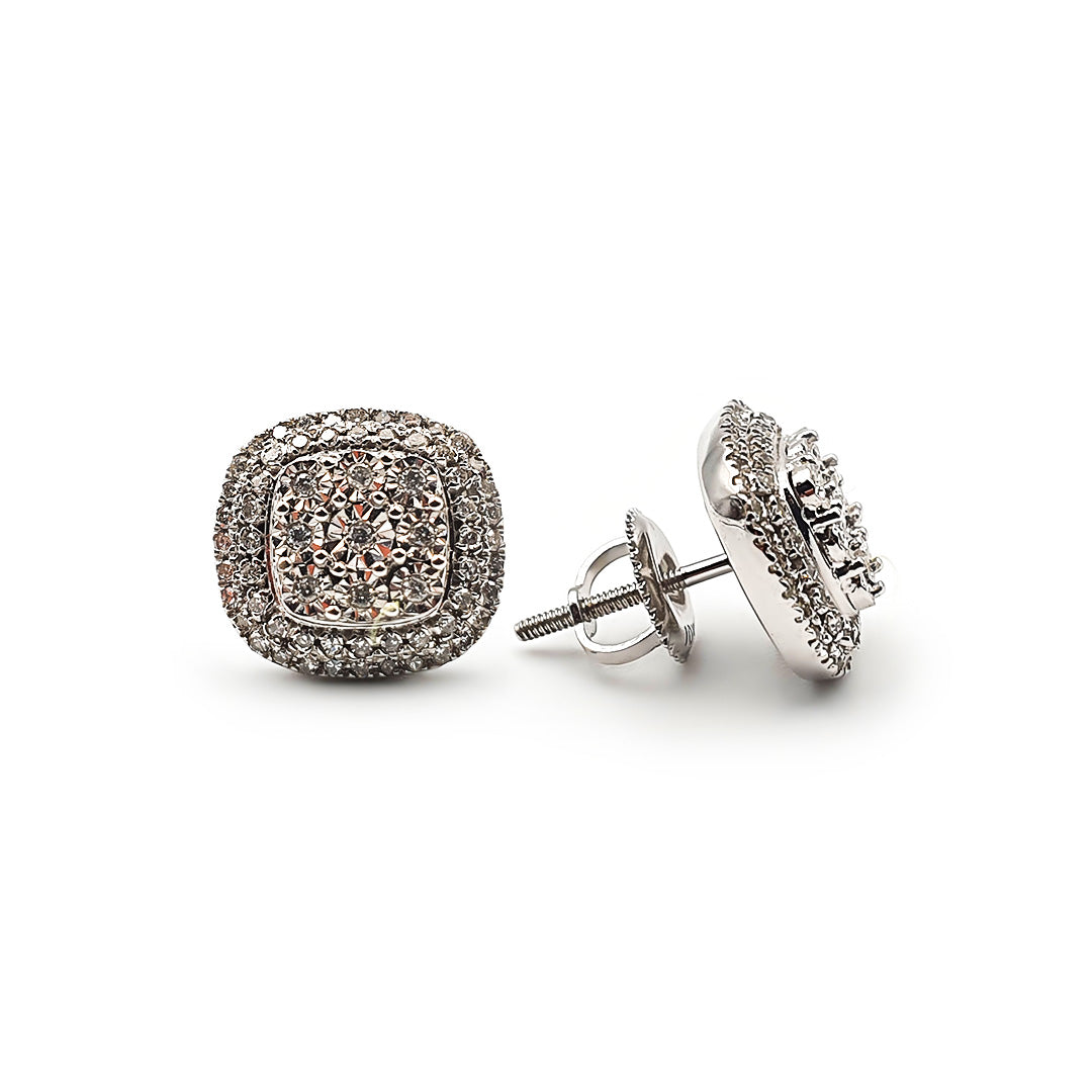 9ct White Gold Ladies Diamond Stud Earrings