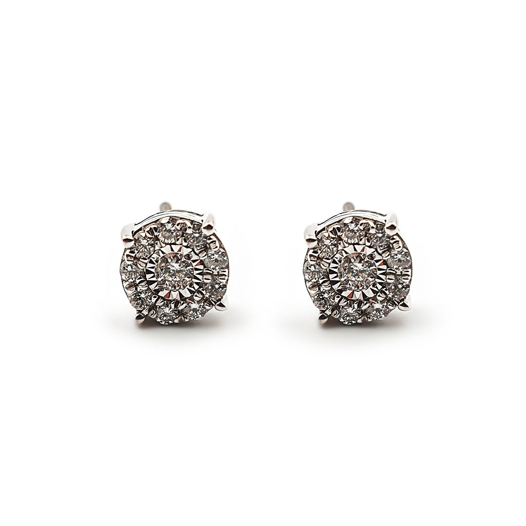 9ct White Gold Ladies Diamond Stud Earrings