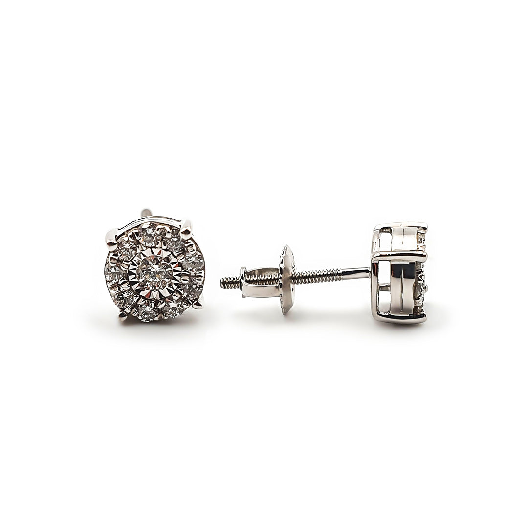 9ct White Gold Ladies Diamond Stud Earrings