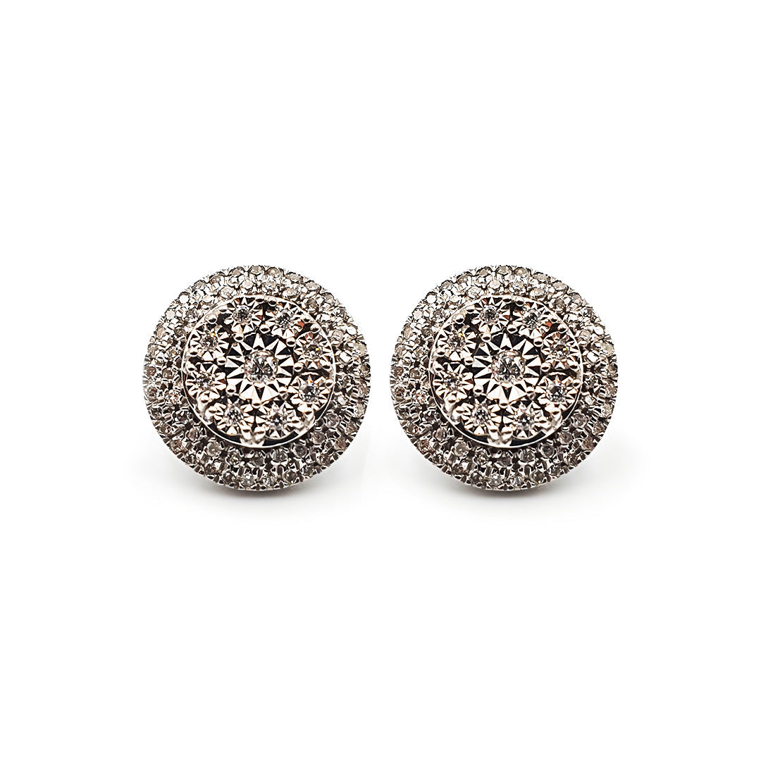9ct White Gold Ladies Diamond Stud Earrings