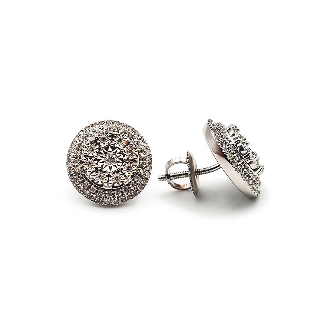 9ct White Gold Ladies Diamond Stud Earrings