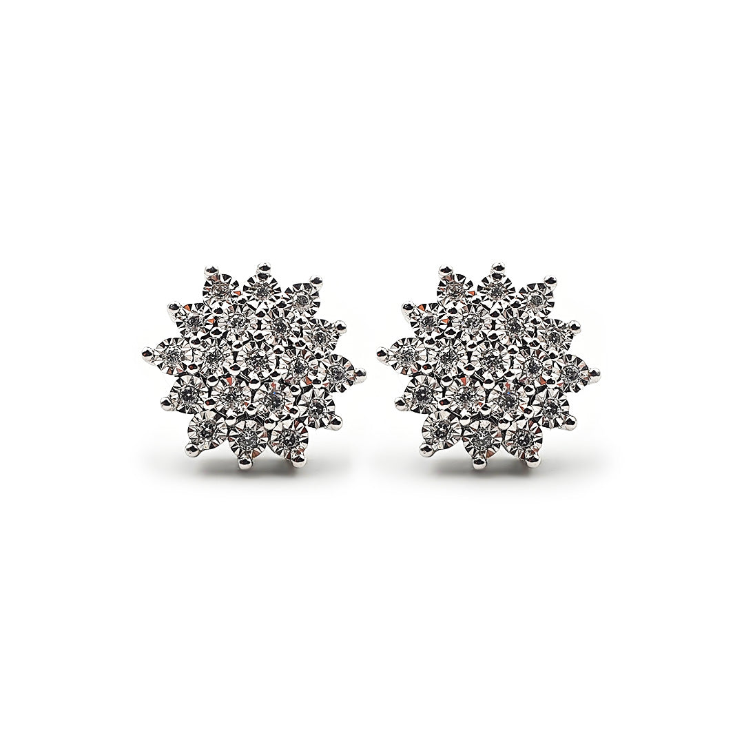 9ct White Gold Ladies Diamond Stud Earrings