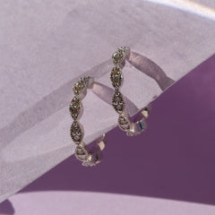 9ct White Gold Ladies Diamond Hoop Earrings