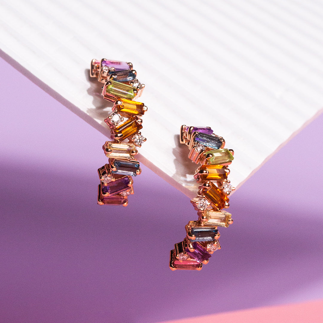 9ct Rose Gold Semi-Precious and Diamond Earrings The_Diamond_box_South_Africa