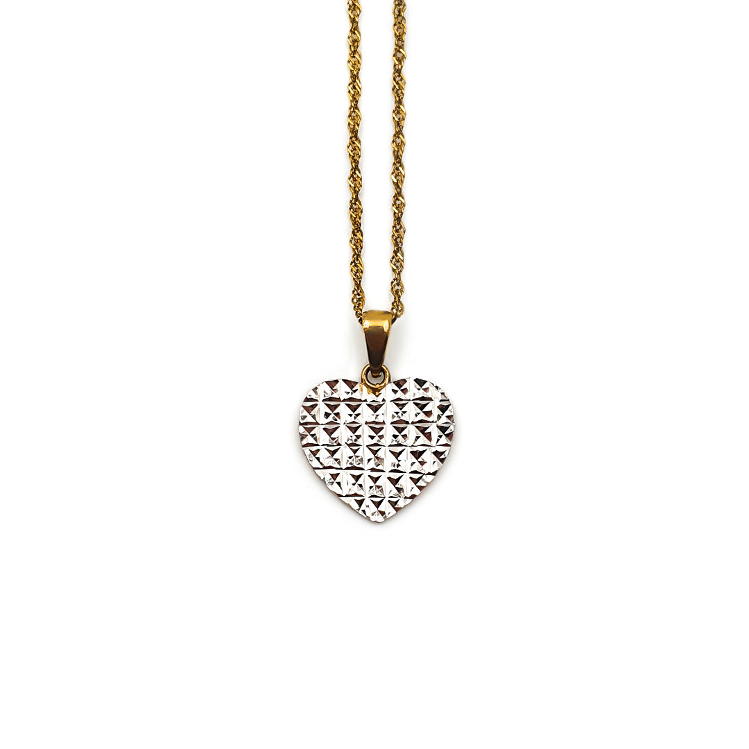 9ct Two-Toned Ladies Heart Pendant The_Diamond_box_South_Africa