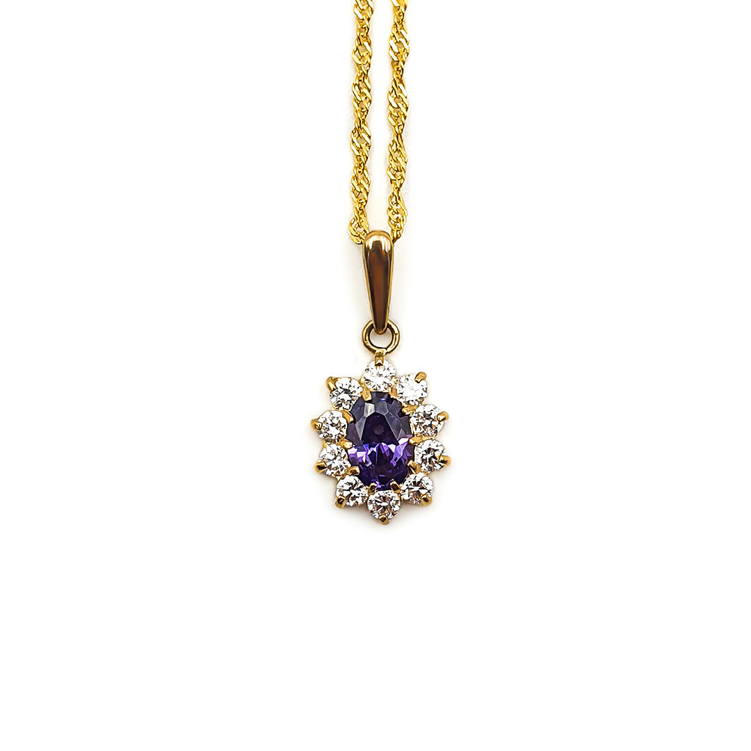 9ct Yellow Gold Ladies Created-Amethyst Pendant The_Diamond_box_South_Africa